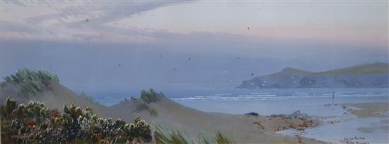 Evelyn Bishop, gouache, Porth Newquay, signed 22 x 56cm